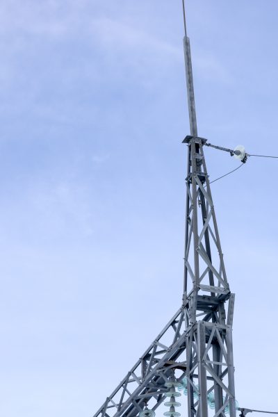 Lightning rod on an electric support. Safety precautions